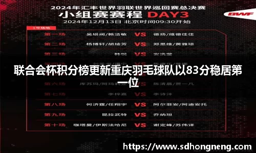 联合会杯积分榜更新重庆羽毛球队以83分稳居第一位